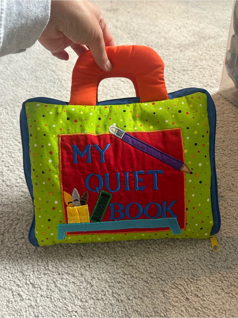 My Quiet Book Soft Activity Bag – Green & Orange